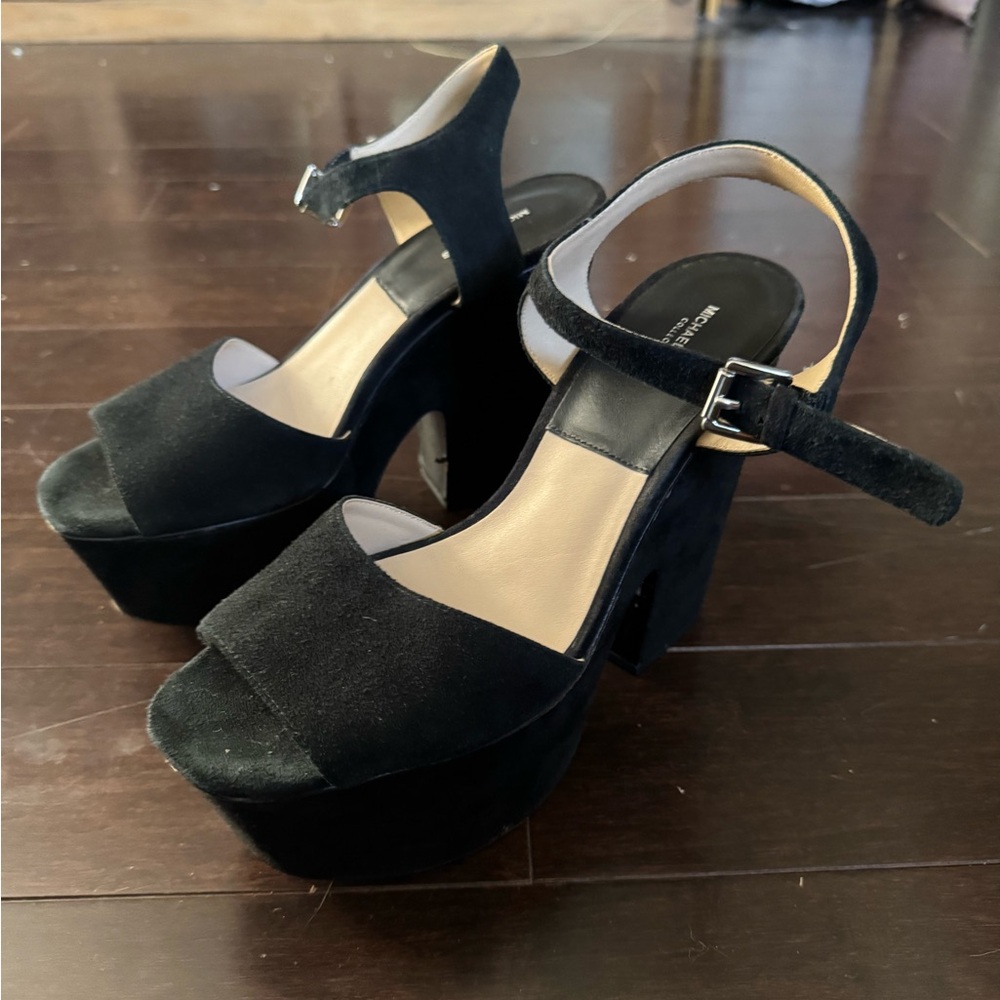 Michael Kors Black Platform Sandals with Ankle Strap